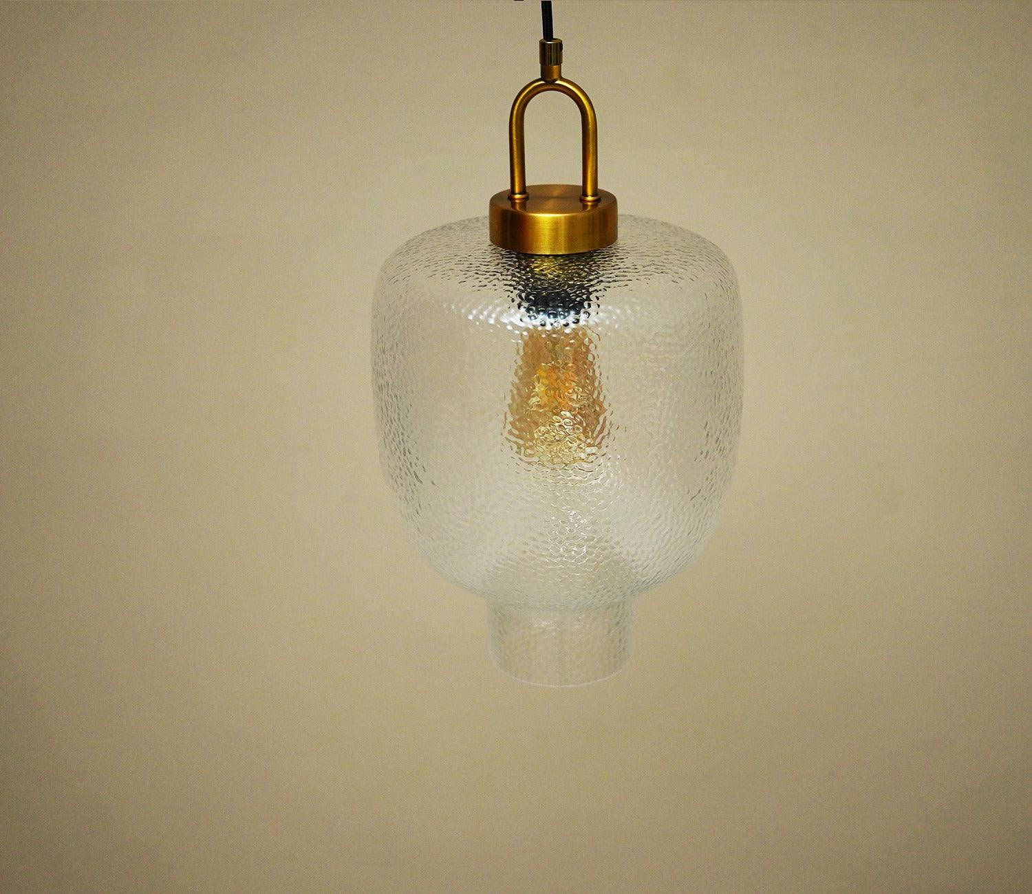 Elision Textured Glass and Metal Hanging Light (Gold, M)