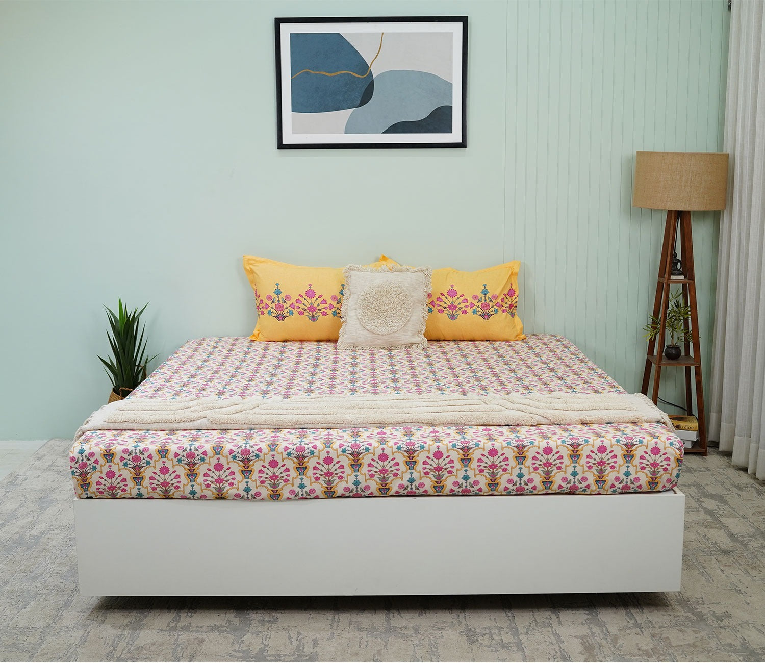 Jaipur Celebration Queen Size Bedsheet (Pink)