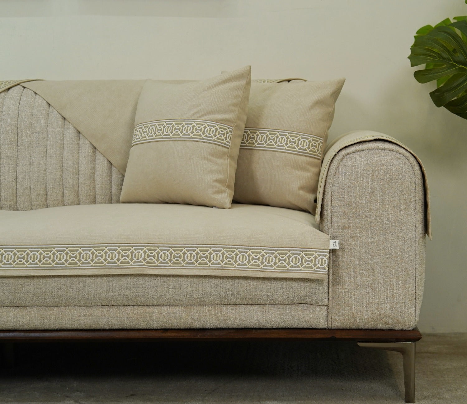 Cambridge 3 Seater Premium Sofa Cover - Set of 9 (Cashew White)