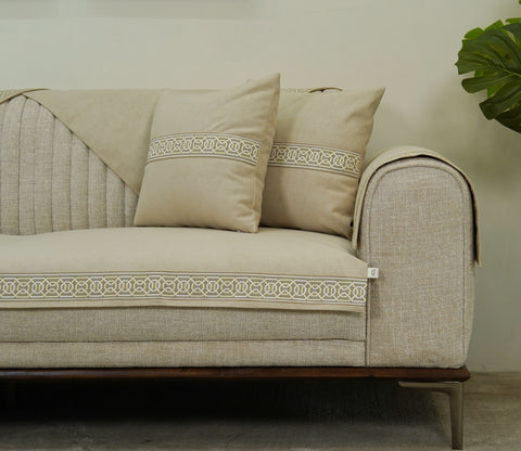 Cambridge 3 Seater Premium Sofa Cover - Set of 9 (Cashew White)