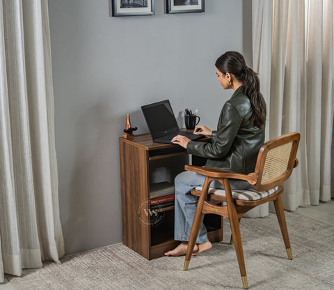 Prism Engineered Wood Study Table With Sectioned and Shelf Storage (Columbian Walnut Finish)
