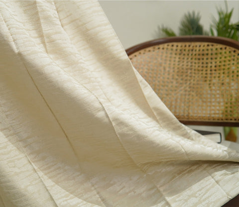 Solid Beige Light-Filtering Door Curtains Set of 2 (Beige, 7 Feet )