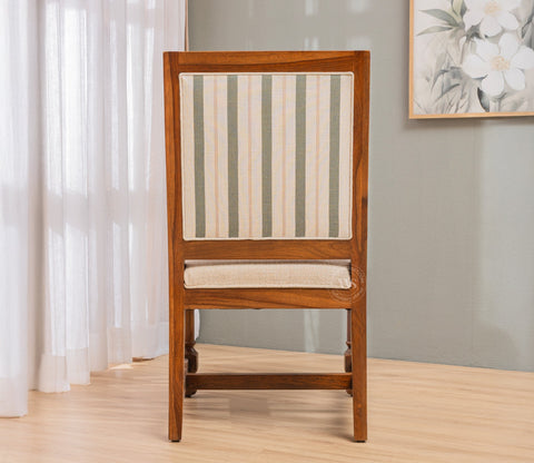 Udaya Sheesham Wood Arm Chair (Green Stripe, Teak finish)