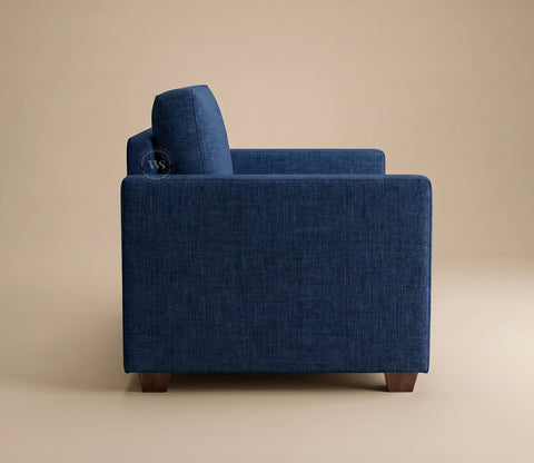 Albus 3 Seater Fabric Sofa (Cotton, Iris Blue)