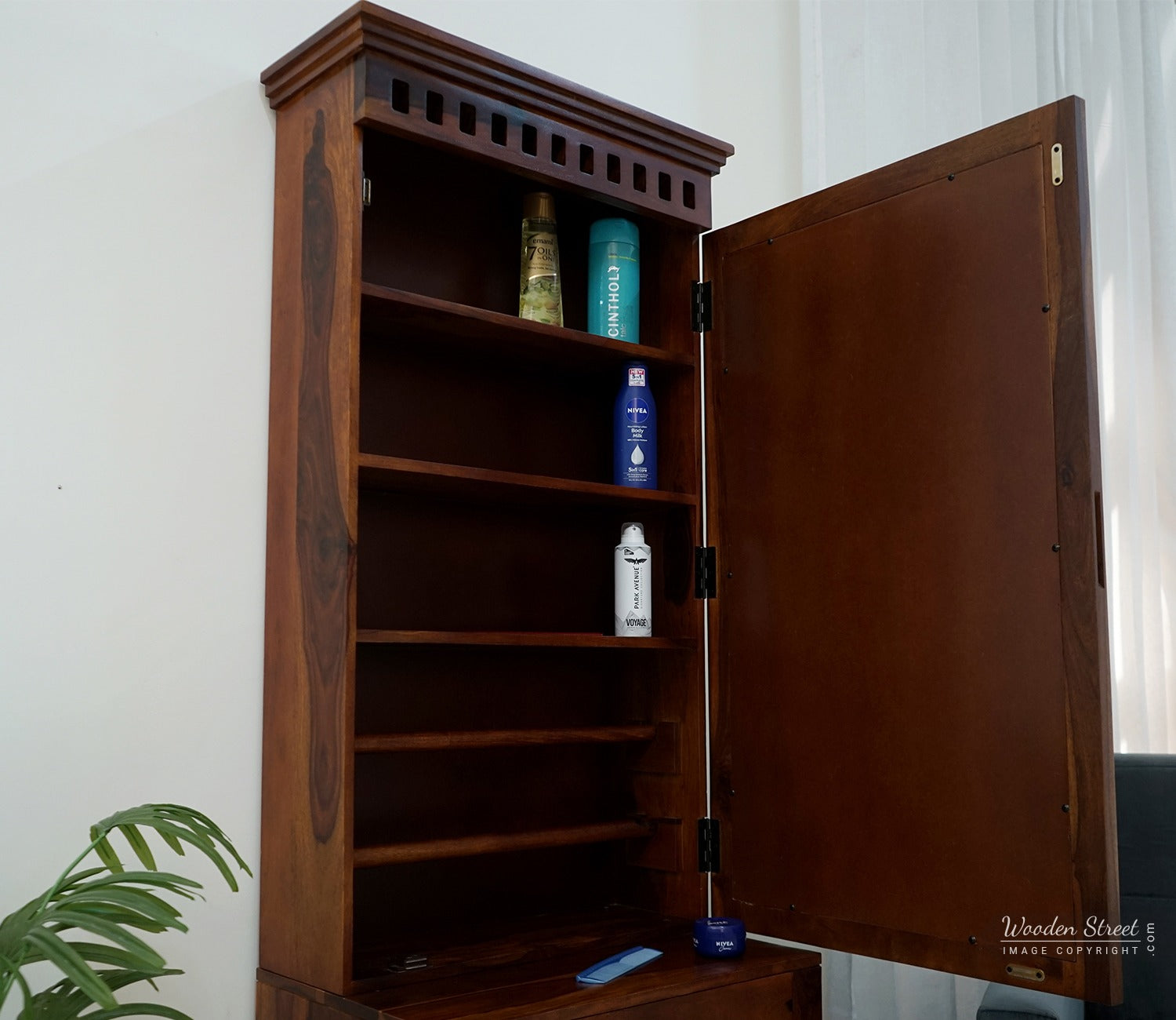 Adolph Dressing Table With Storage Stool (Honey Finish)