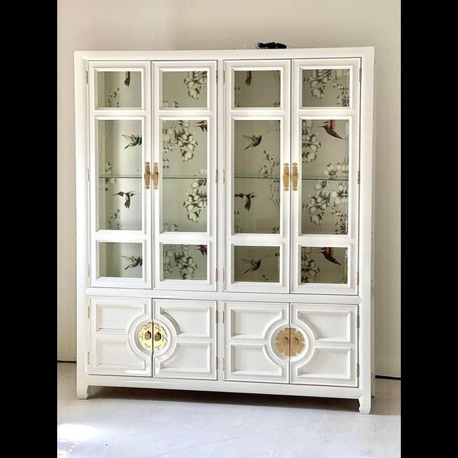 Trueliving White Luxury Crockery Cabinet 43.2D x 202W x 172.7H Centimeters