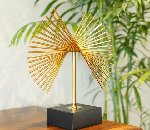 Golden Radiance Abstract Table Showpiece (L, Gold)