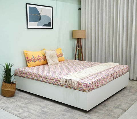Jaipur Celebration Queen Size Bedsheet (Pink)