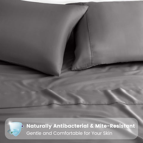 LINENCART 100% Bamboo Pillowcase Queen Size Set of 2 - Breathable Cooling for Hot Sleepers and Night Sweats- Silky Soft Pillowcases with Envelope Closure - (Black 51x76cm)