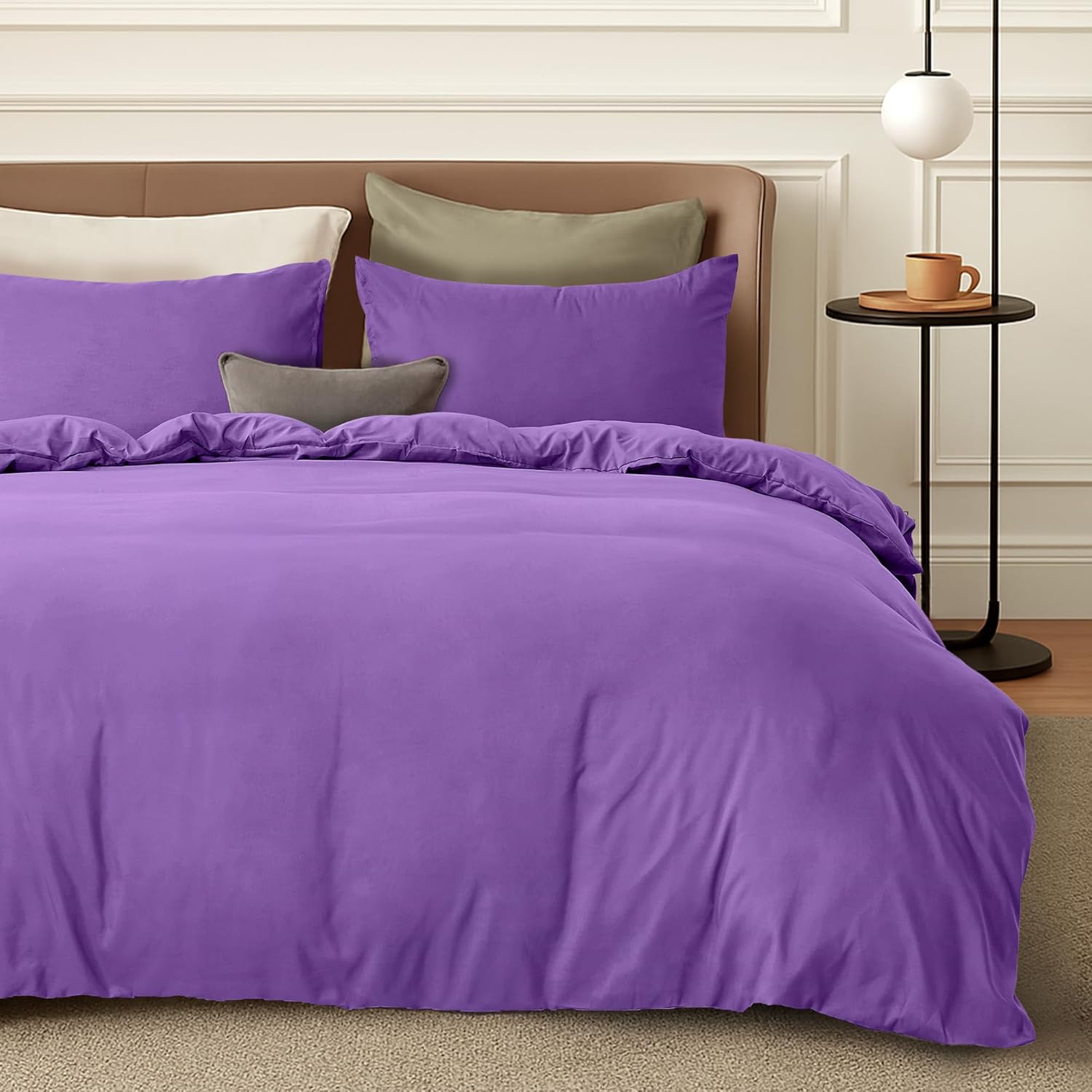 LINENCART Quilt Cover Set Double Size - Brushed Microfiber 1200TC Super Soft Duvet Cover Set 3 Pieces with Button Closure, 1 Duvet Cover and 2 Pillowcases(Double Size, Burgundy)