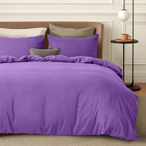 LINENCART Quilt Cover Set Double Size - Brushed Microfiber 1200TC Super Soft Duvet Cover Set 3 Pieces with Button Closure, 1 Duvet Cover and 2 Pillowcases(Double Size, Burgundy)