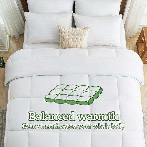 LINENOVA Bamboo Quilt Queen Size - 300GSM Soft & Breathable All Season Doona, Hypoallergenic & Anti-Bacterial Duvet for Everyday Comfort, Machine Washable(210x210cm)