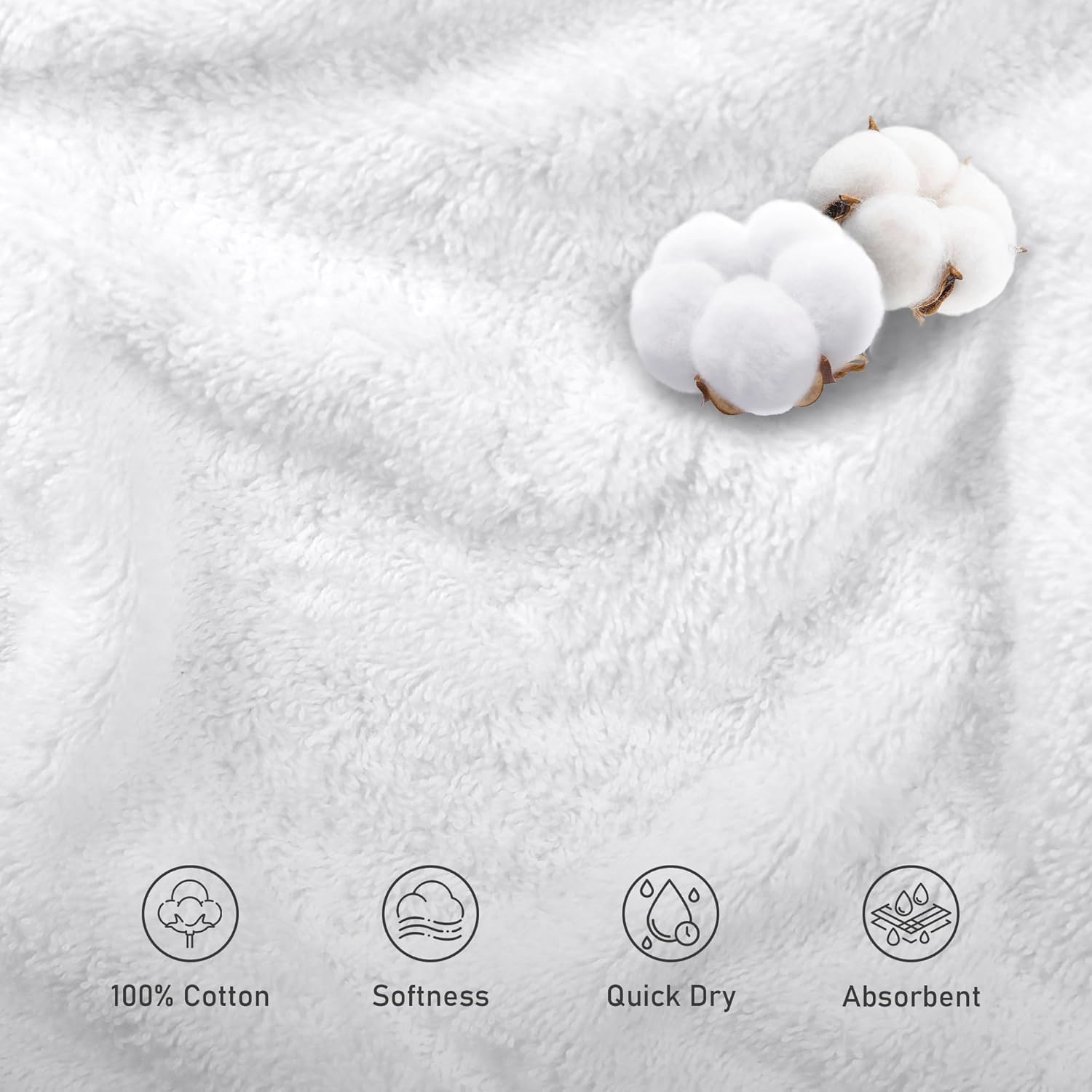 LINENOVA 4 Pack Bath Towel Set 68x137cm, 100% Combed Cotton Towels for Bathroom, 650GSM Ultra Soft & Highly Absorbent Bathroom Shower Towels for Gym, Hotel & Spa - White