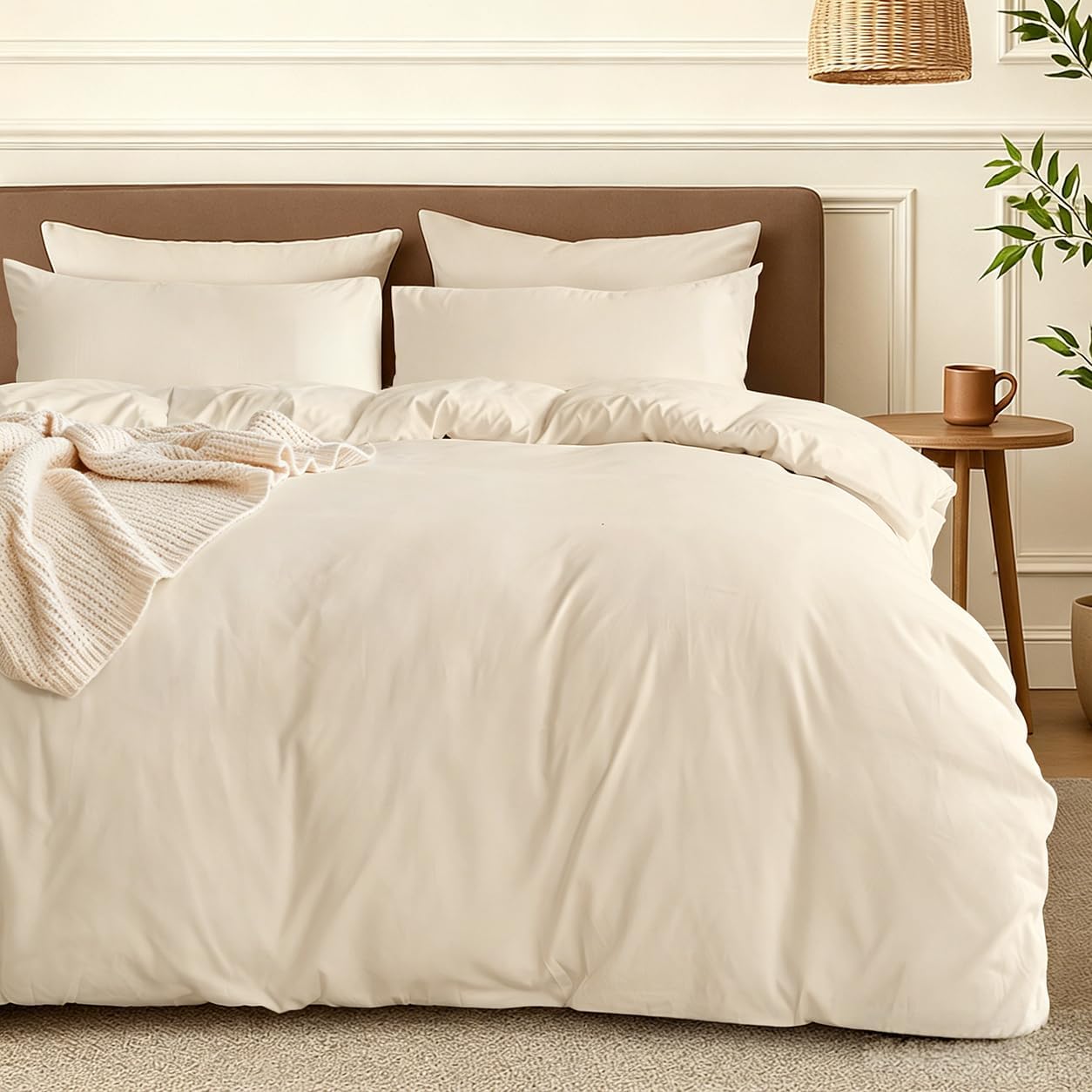 LINENCART Quilt Cover Set Double Size - Brushed Microfiber 1200TC Super Soft Duvet Cover Set 3 Pieces with Button Closure, 1 Duvet Cover and 2 Pillowcases(Double Size, Burgundy)