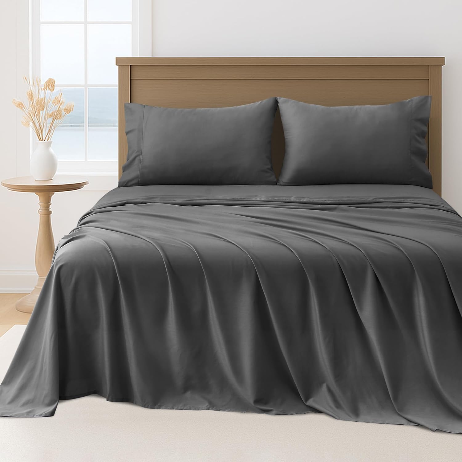 LINEKART Hotel Quality King Single Bed Sheet Set – 3 Piece 2000TC Ultra Soft Durable Brushed Microfibre – 40cm Deep Pocket Fitted Sheet, Flat Sheet & 1 Pillowcase – Wrinkle-Free & Easy Care – White