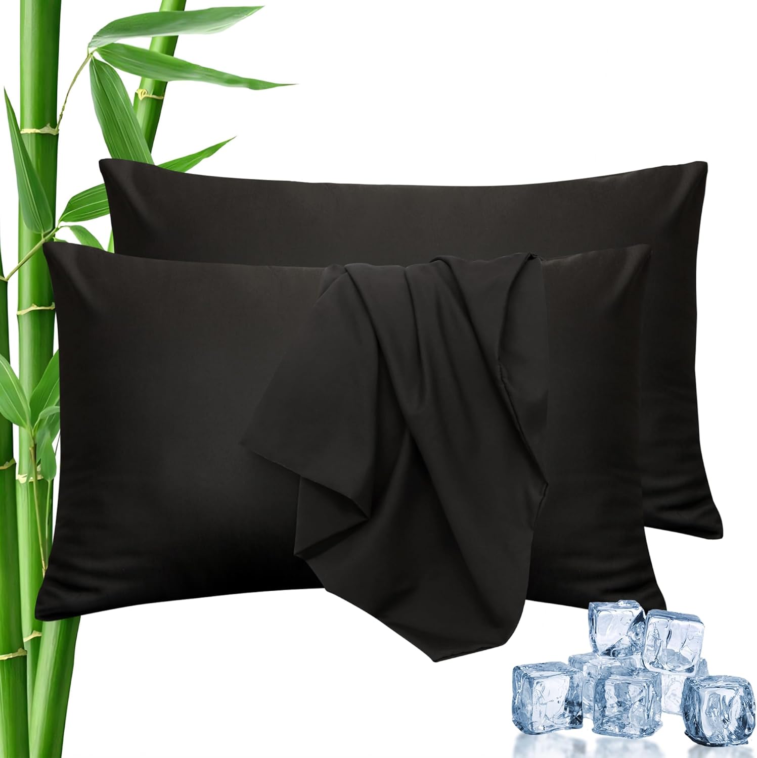 LINENCART Standard Pillowcase Set of 2, Cooling Rayon from Bamboo Pillow Cases, 2000 TC Ultra Soft & Breathable Envelope Pillow Cover, Moisture-Wicking for Hot Sleepers(Biscay Blue, 48 * 74cm)