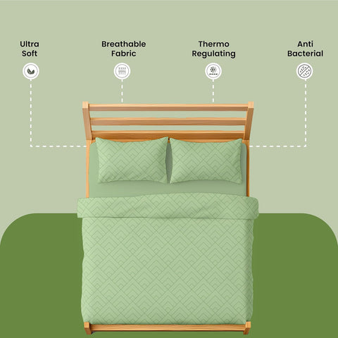LINENCART Bamboo King Size Bedsheet with 2 Pillow Covers | 100x106 in | 300 TC Floral Printed Bedsheet for Double Bed King Size | Ultra Soft & Anti-Microbial King Size Bed Sheet | Pack of 1, Aqua Blue