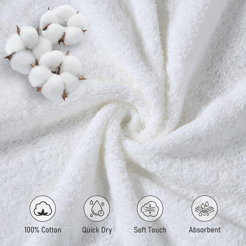 LINENOVA 100% Cotton Bath Towels 4 Pack - Premium 450GSM Soft & Lightweight Towel Set, Quick Dry & Absorbent Bathroom Towels, Ideal for Hotel, Spa and Gym Use (65x130cm, White)