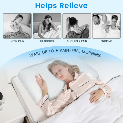 LINENOVA Cooling Gel Memory Foam Pillow -Neck Support Pillow-Cooling & Ventilated- Washable Cover and Breathable Bed Pillow for All Seasons- Standard Size(White, 1 Pack)