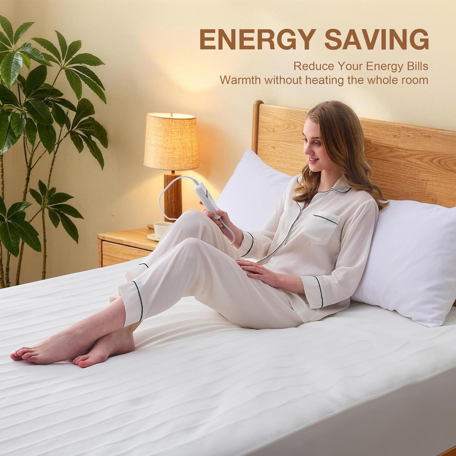 LINENCART King Single Electric Blanket Fully Fitted Heated Underblanket, 3 Heat Settings, 3 Hour Auto Shut Off, Overheat Protection, Energy Efficient Machine Washable Heated Mattress Blanket (King Single, White)