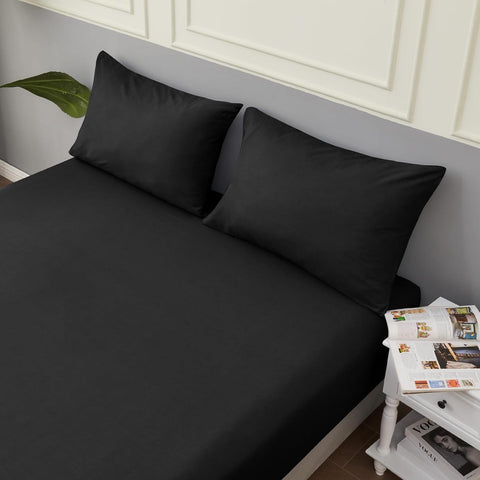 LINENOVA 100% Luxury Cotton Standard Pillowcases(Set of 2),Super Soft and Breathable Envelope Closure Pillow Cases - 48x74cm -Black