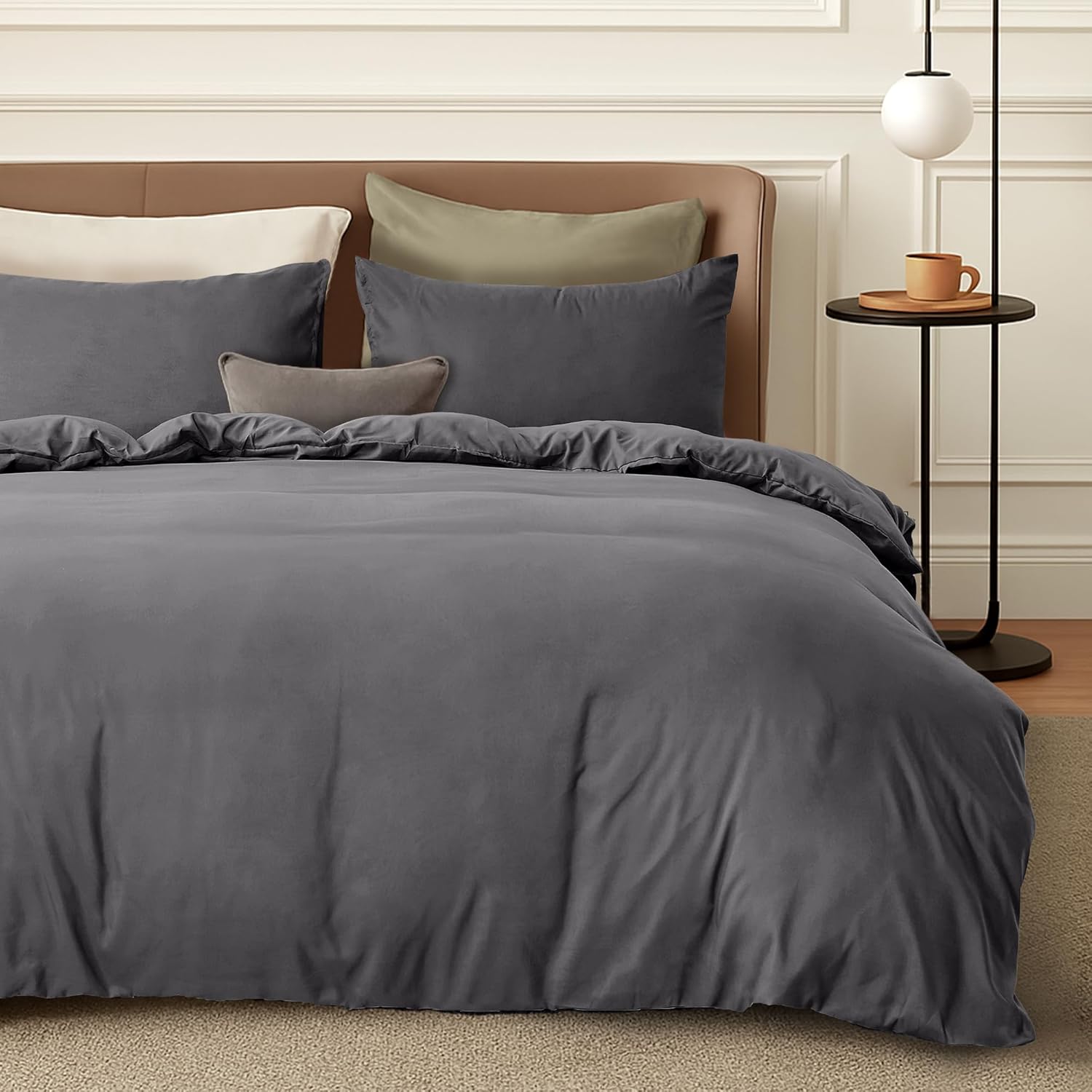LINENCART Quilt Cover Set Double Size - Brushed Microfiber 1200TC Super Soft Duvet Cover Set 3 Pieces with Button Closure, 1 Duvet Cover and 2 Pillowcases(Double Size, Burgundy)