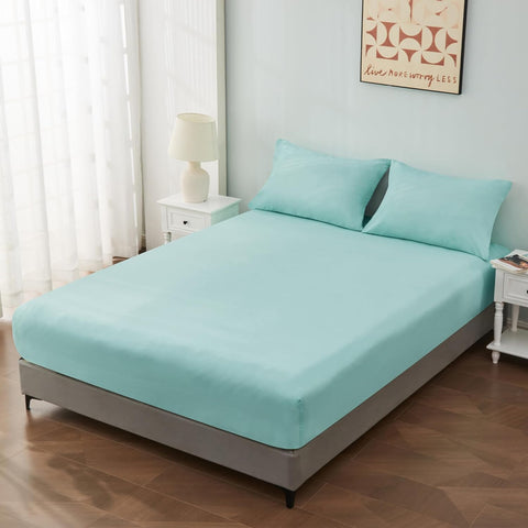 LINENKART Luxury Cotton Blend Fitted Sheet Only- Soft & Breathable King Single Size Fitted Sheet with 40cm Deep Pocket - Shrinkage & Fade Resistant