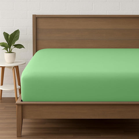 LINEKART Single Fitted Sheet – Ultra Soft 1800TC Double Brushed Microfiber, Deep Pocket Fits Mattresses up to 40cm – 1 Piece - White