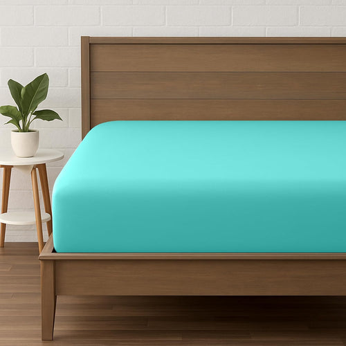 LINENCART Queen Fitted Sheet – Ultra Soft 1800TC Double Brushed Microfiber, Deep Pocket Fits Mattresses up to 40cm – 1 Piece - Teal