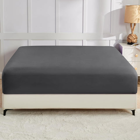 LINEKART Single Fitted Sheet – Ultra Soft 1800TC Double Brushed Microfiber, Deep Pocket Fits Mattresses up to 40cm – 1 Piece - White