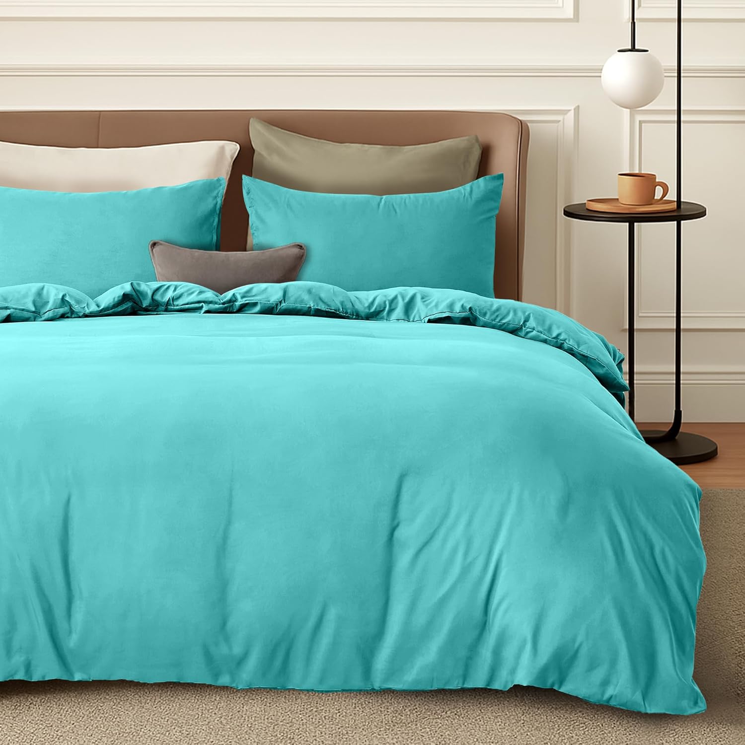 LINENCART Quilt Cover Set Double Size - Brushed Microfiber 1200TC Super Soft Duvet Cover Set 3 Pieces with Button Closure, 1 Duvet Cover and 2 Pillowcases(Double Size, Burgundy)
