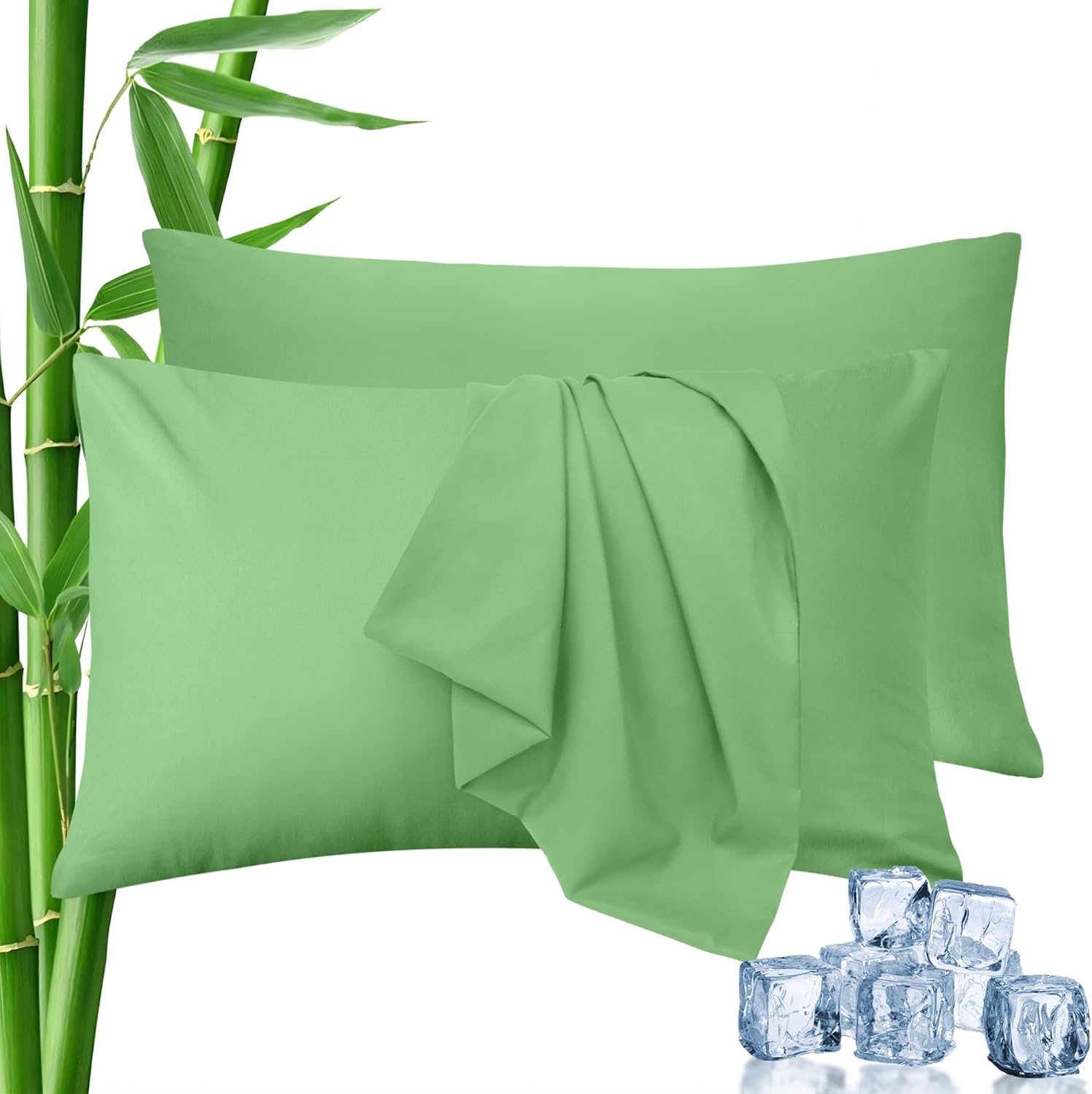 LINENCART Standard Pillowcase Set of 2, Cooling Rayon from Bamboo Pillow Cases, 2000 TC Ultra Soft & Breathable Envelope Pillow Cover, Moisture-Wicking for Hot Sleepers(Biscay Blue, 48 * 74cm)