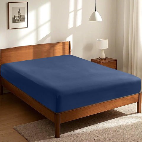 LINEKART Queen Fitted Sheet – 100% Vintage Washed Cotton - Naturally Soft & Breathable, 40cm Deep Pocket – Khaki Green, 1 Piece
