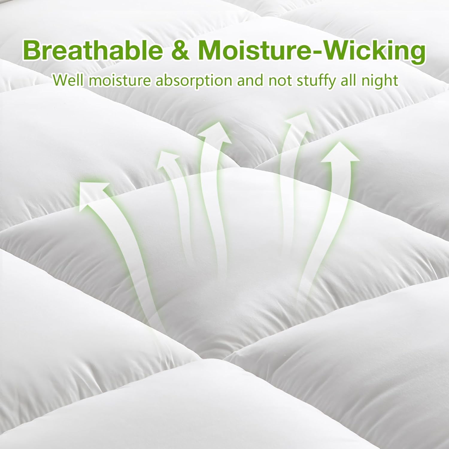 LINENOVA 1500GSM Bamboo Mattress Topper Queen, 10cm Ultra Thick Pillowtop Underlay, Naturally Cooling & Breathable for Hot Sleepers, Antibacterial Hotel-Quality Comfort