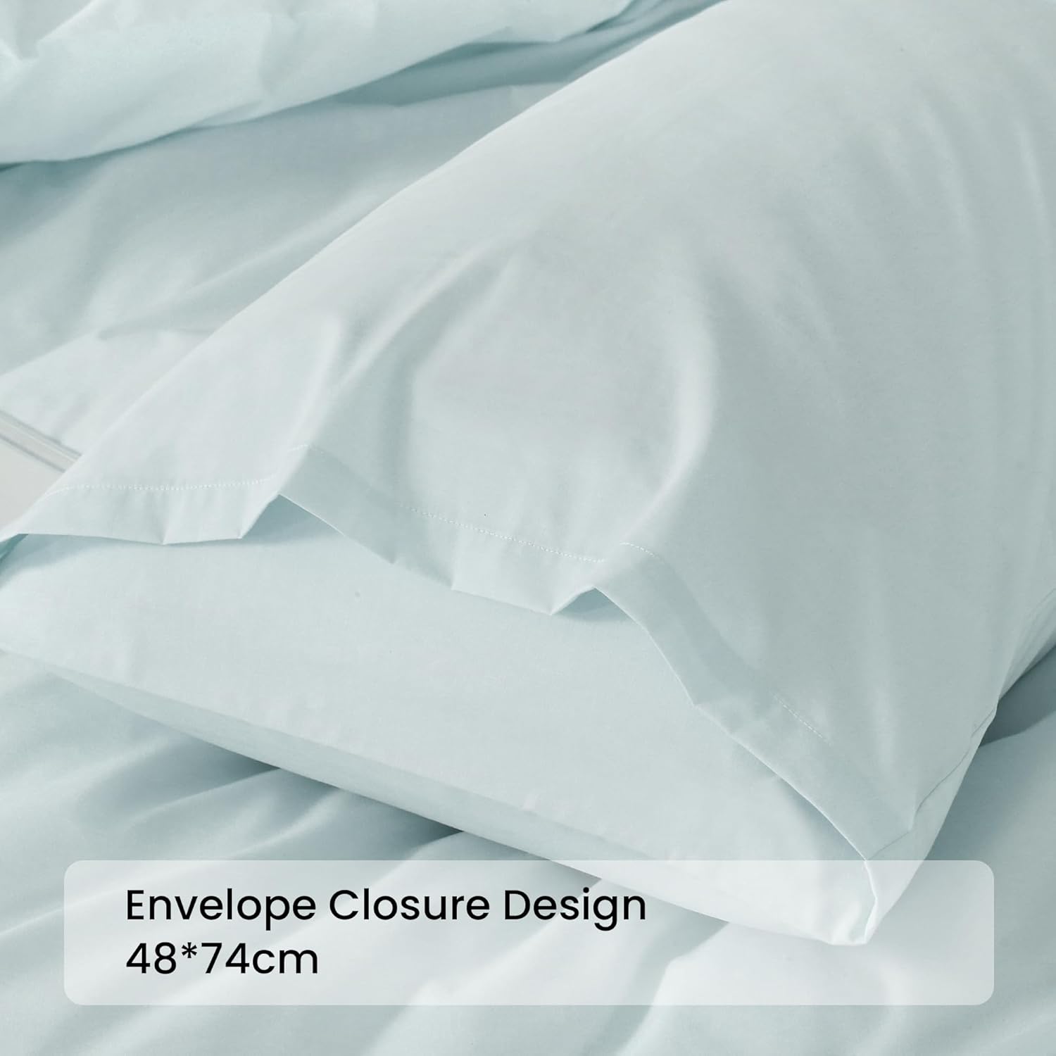 LINENOVA 100% Cotton Queen Quilt Cover Set Breathable Moisture Wicking All Season Hotel Inspired Duvet Cover with Pillowcase 3 Piece Light Blue