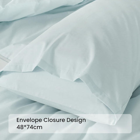 LINENOVA 100% Cotton Queen Quilt Cover Set Breathable Moisture Wicking All Season Hotel Inspired Duvet Cover with Pillowcase 3 Piece Light Blue