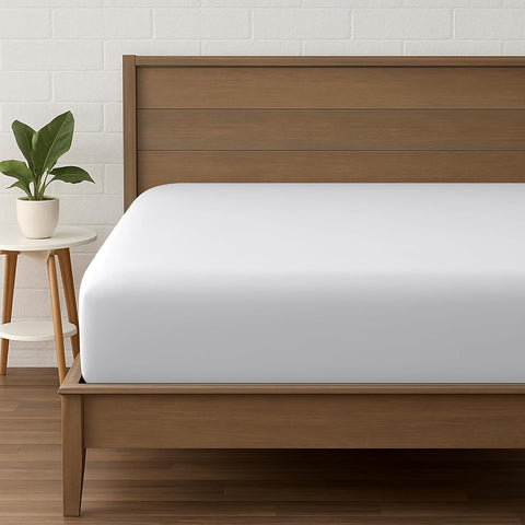 LINENOVA Single Fitted Sheet – Ultra Soft 1800TC Double Brushed Microfiber, Deep Pocket Fits Mattresses up to 40cm – 1 Piece - White