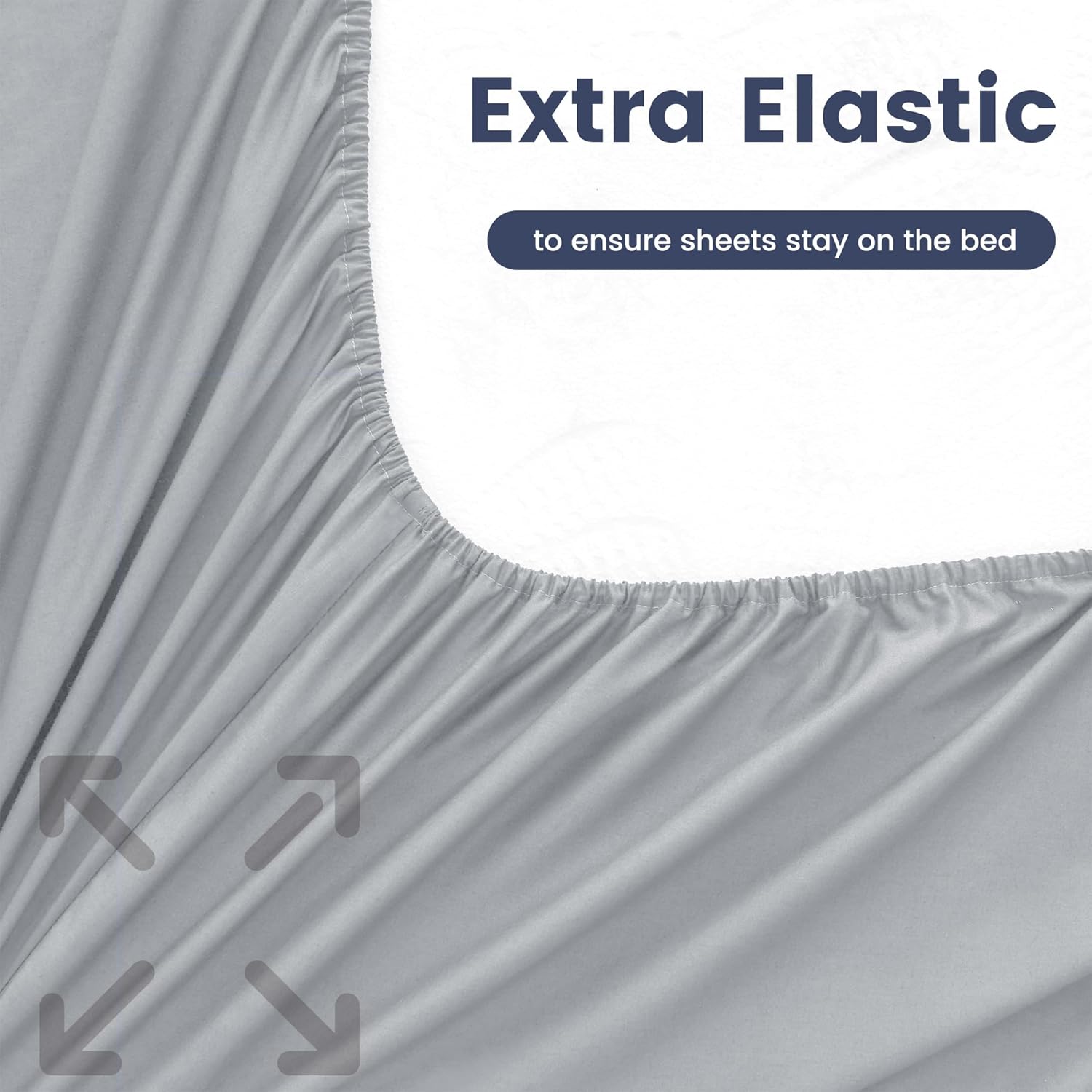 LINENOVA Premium 100% Cotton Fitted Sheet Only- Queen Size(1 Piece), Luxury Softness, Elasticized 40cm Deep Pockets Fitted Sheet - Silver