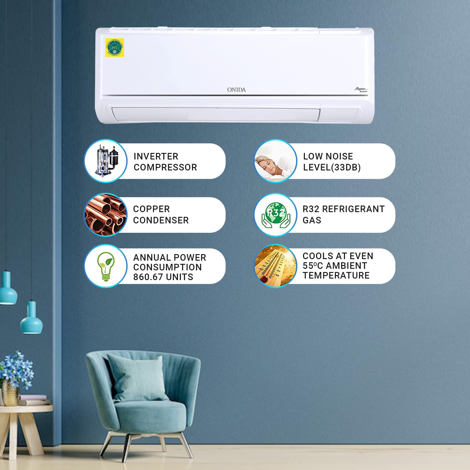 Buy Onida 1.5 Ton Inverter Split AC – OND-15-INV