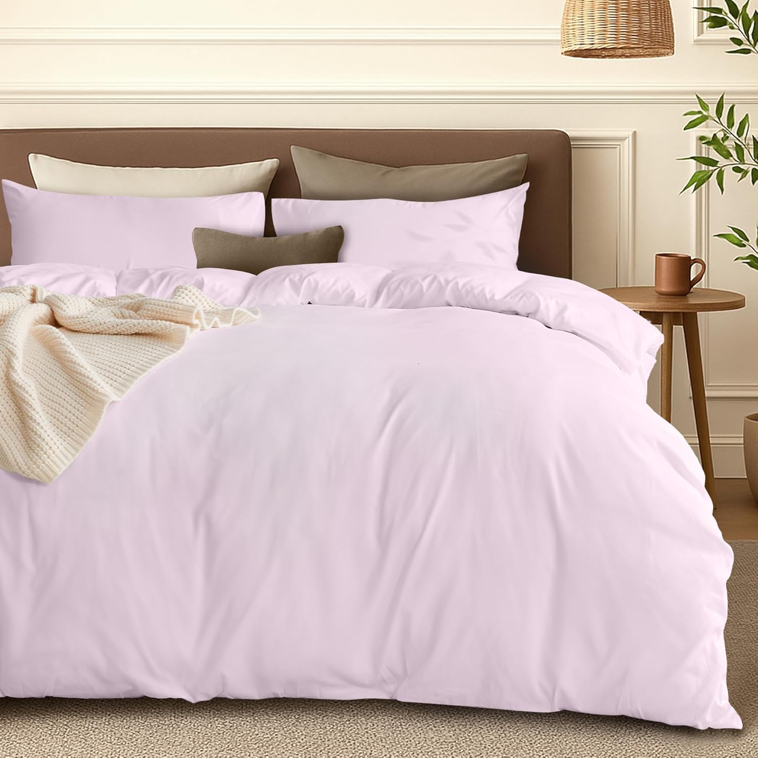 LINENCART Quilt Cover Set Double Size - Brushed Microfiber 1200TC Super Soft Duvet Cover Set 3 Pieces with Button Closure, 1 Duvet Cover and 2 Pillowcases(Double Size, Burgundy)