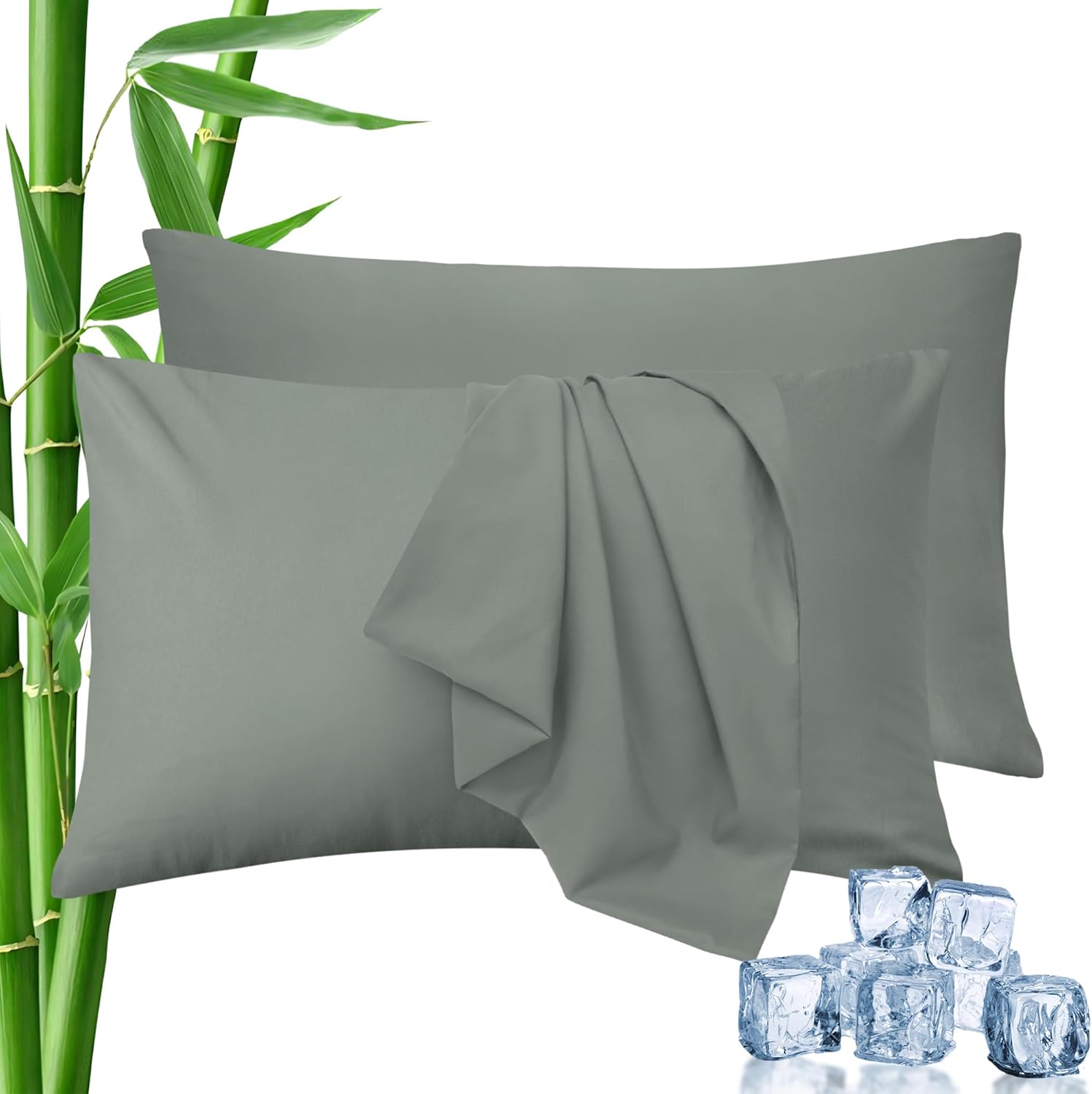 LINENCART Standard Pillowcase Set of 2, Cooling Rayon from Bamboo Pillow Cases, 2000 TC Ultra Soft & Breathable Envelope Pillow Cover, Moisture-Wicking for Hot Sleepers(Biscay Blue, 48 * 74cm)