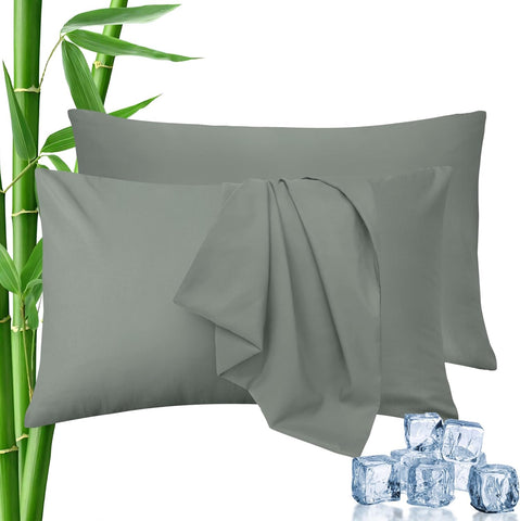 LINENCART Standard Pillowcase Set of 2, Cooling Rayon from Bamboo Pillow Cases, 2000 TC Ultra Soft & Breathable Envelope Pillow Cover, Moisture-Wicking for Hot Sleepers(Biscay Blue, 48 * 74cm)