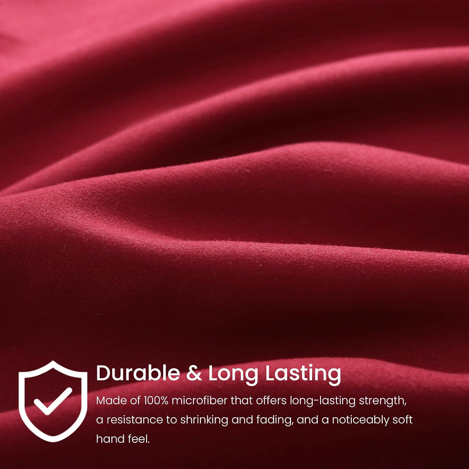 LINENOVA Quilt Cover Set Double Size - Brushed Microfiber 1200TC Super Soft Duvet Cover Set 3 Pieces with Button Closure, 1 Duvet Cover and 2 Pillowcases(Double Size, Burgundy)