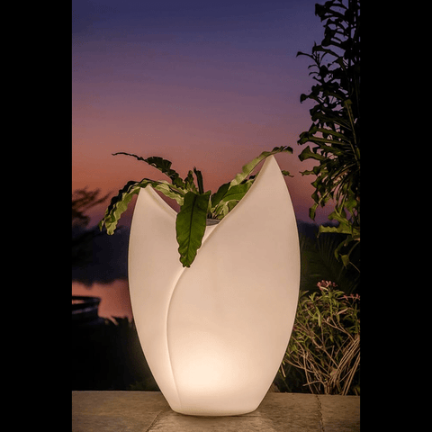 Trueliving Rock White Polymer Floor Plant Pot width:9'' Height:9''