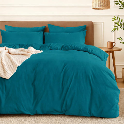 LINENCART Quilt Cover Set Double Size - Brushed Microfiber 1200TC Super Soft Duvet Cover Set 3 Pieces with Button Closure, 1 Duvet Cover and 2 Pillowcases(Double Size, Burgundy)
