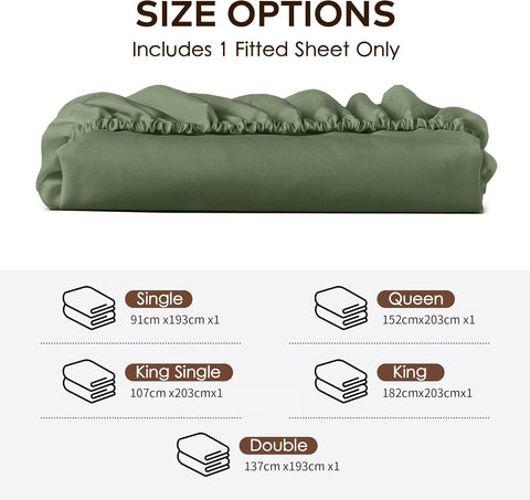 LINENOVA Queen Fitted Sheet – 100% Vintage Washed Cotton - Naturally Soft & Breathable, 40cm Deep Pocket – Khaki Green, 1 Piece