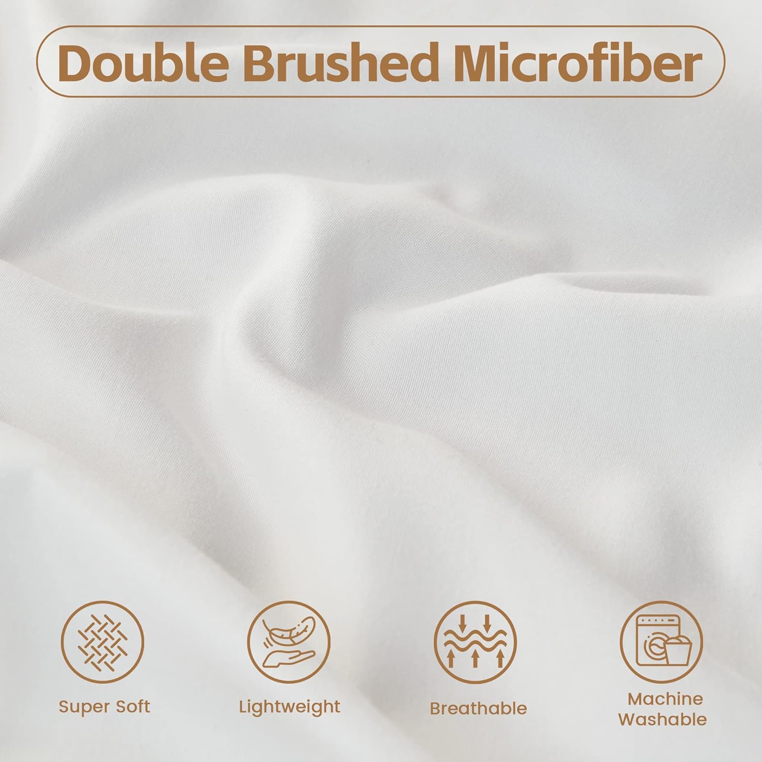 LINENOVA Single Fitted Sheet – Ultra Soft 1800TC Double Brushed Microfiber, Deep Pocket Fits Mattresses up to 40cm – 1 Piece - White