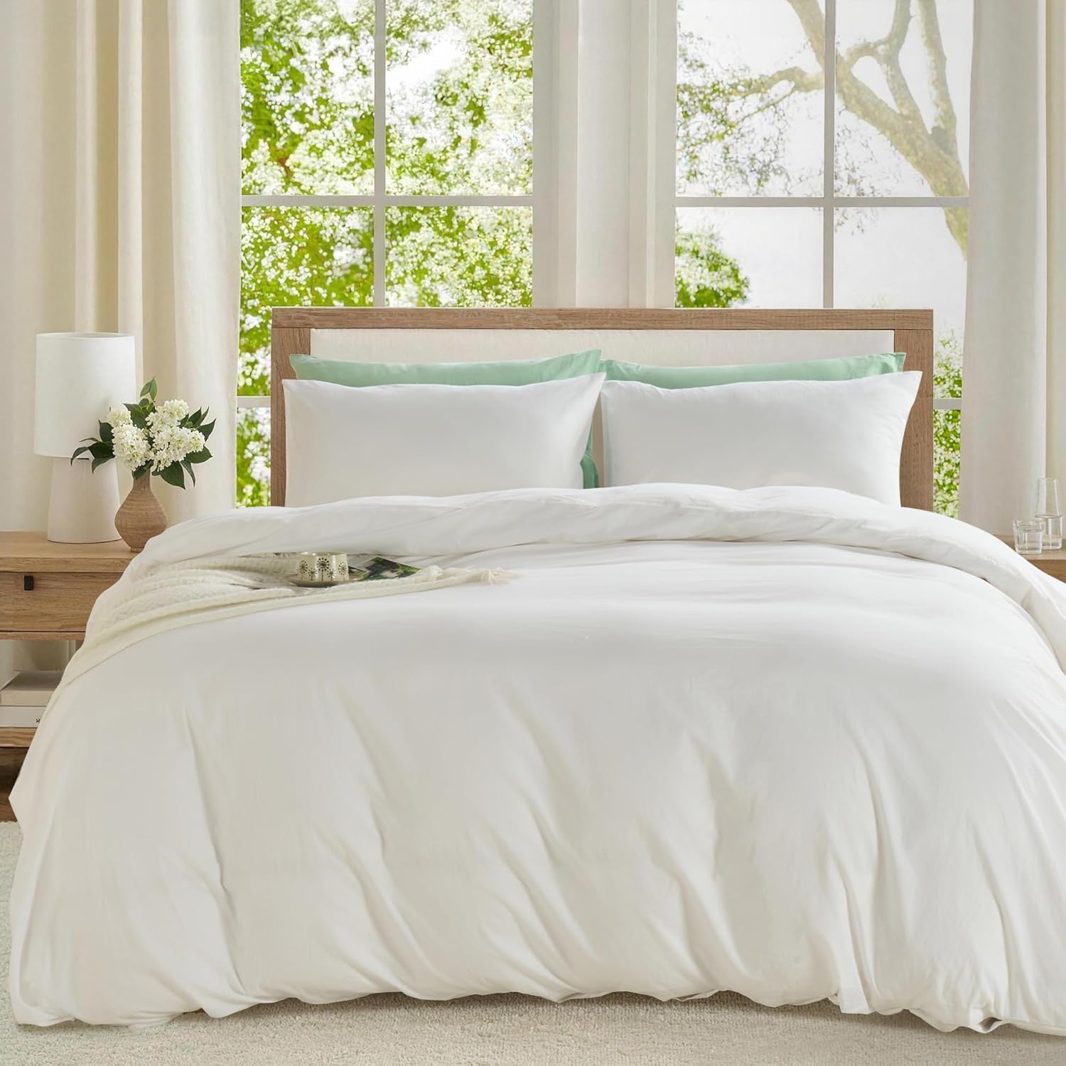 LINENCART Vintage Stone Washed 100% Cotton Quilt Cover Set Queen Size, 3 Piece Doona Duvet Cover with Pillowcases, Naturally Soft & Breathable All Season Bedding - Charcoal