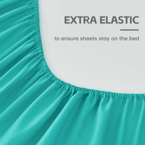 LINENOVA Queen Fitted Sheet – Ultra Soft 1800TC Double Brushed Microfiber, Deep Pocket Fits Mattresses up to 40cm – 1 Piece - Teal