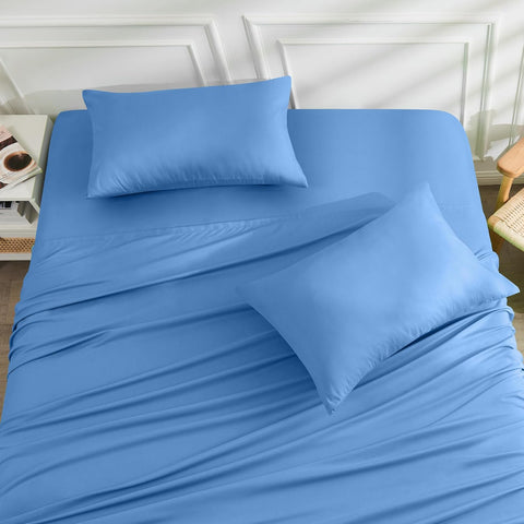 LINENOVA 2000TC Bamboo Bed Sheets King Single – Ultra Soft 3 Piece Sheet Set, Deep Pocket 40cm, Natural Breathable & Sweat-Wicking, Ideal for Hot Sleepers (Ocean)